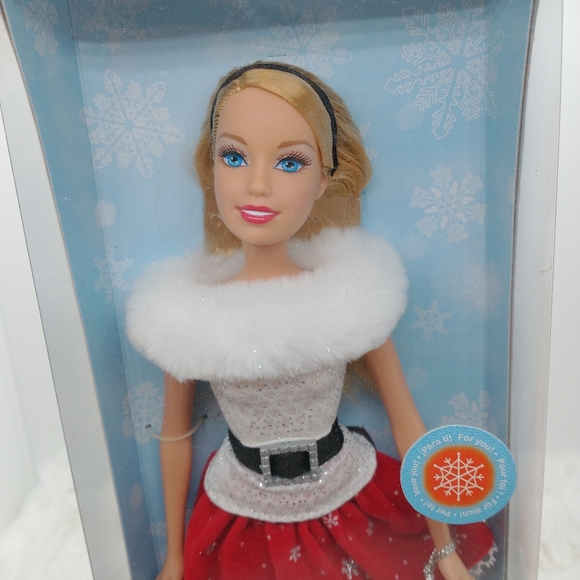 Barbie Holiday Wishes 2007 NIB Christmas Collectable Red White Mattel Doll New - Picture 2 of 11